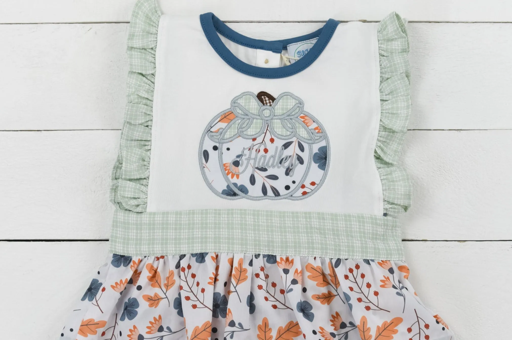 Girls Pumpkin Applique bloomer Set