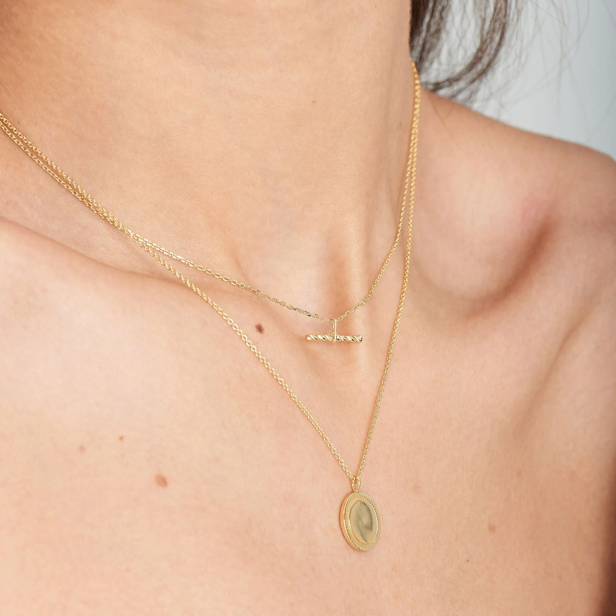 Gold Rope T-Bar Necklace