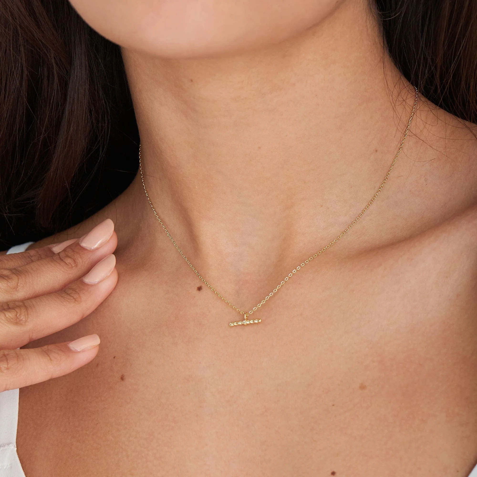 Gold Rope T-Bar Necklace
