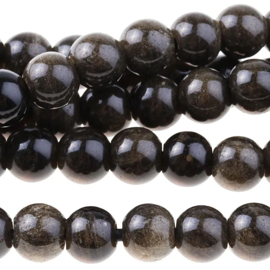 Golden Obsidian 8mm Large Hole Round - 8-Inch
