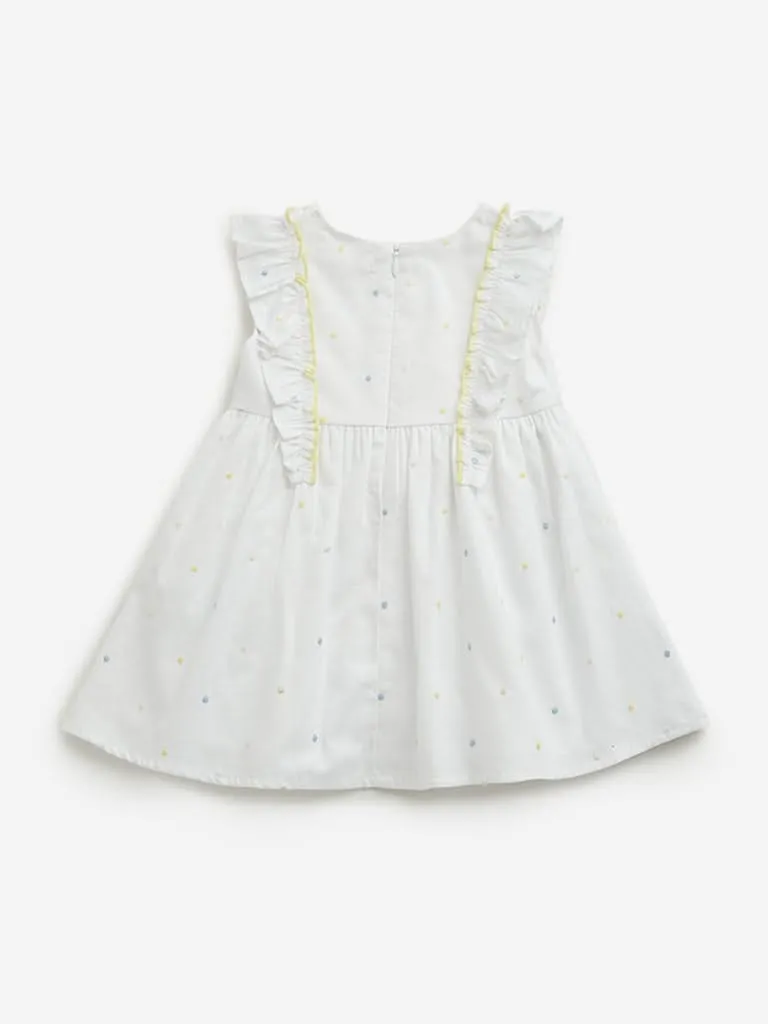 HOP Baby White Ruffle Detailed A-line Dress
