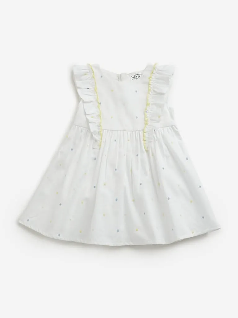 HOP Baby White Ruffle Detailed A-line Dress