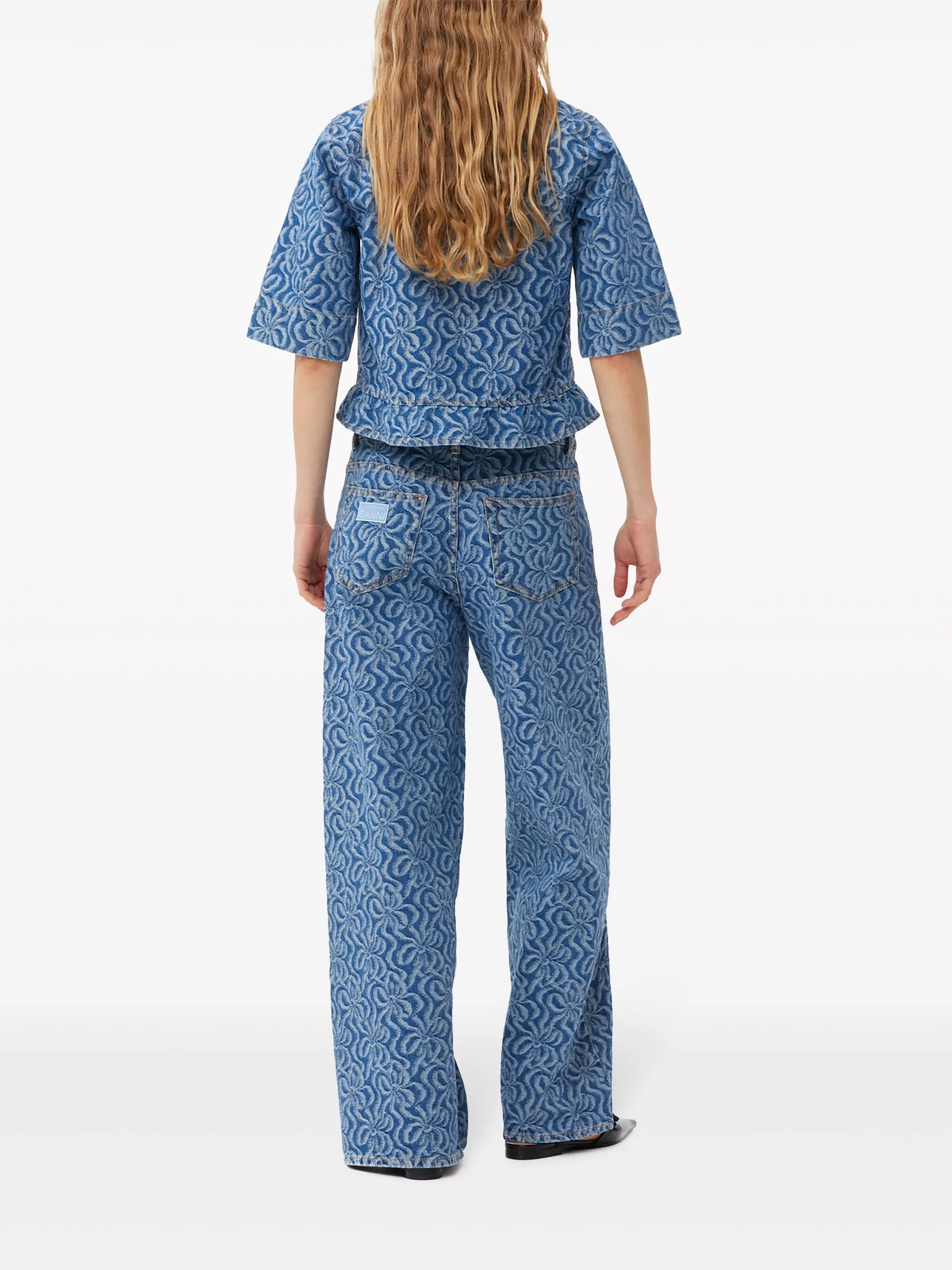 Jacquard organic-cotton denim blouse
