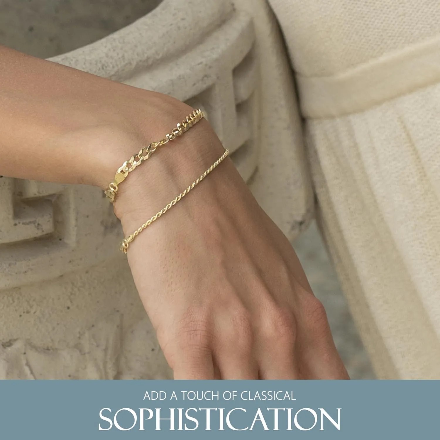 KISPER 18K Gold Plated 925 Sterling Silver Chain Bracelets for Women, Waterproof Tarnish Resistant, Curb/Rope/Figaro/Mariner Link Bracelet, 6.5, 7, 8, 9 Inch
