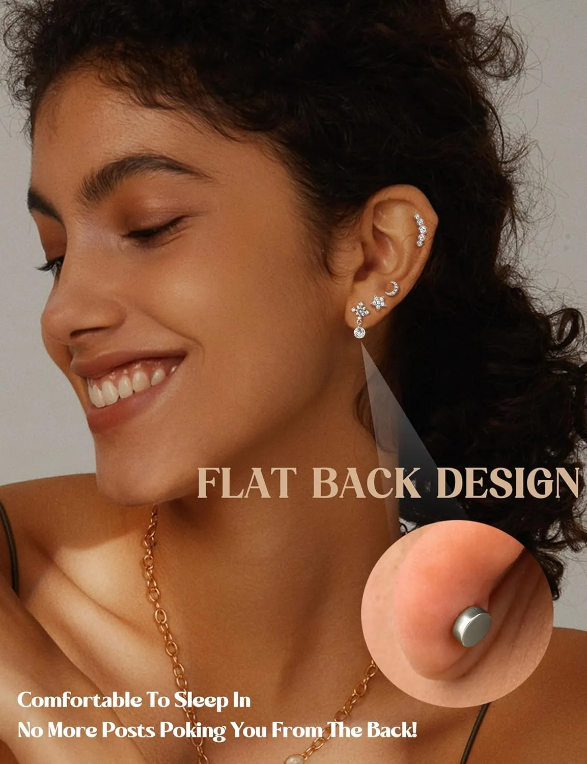 LOLIAS 16 Gauge Cartilage Earrings Helix Earrings for Women Stainless Steel Helix Piercing Jewelry Leaf Butterfly CZ Studs Flat Back Cartilage Earrings