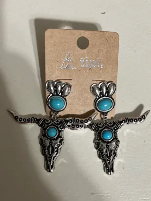 LongHorn Fashion Turquoise Stud Back Earrings