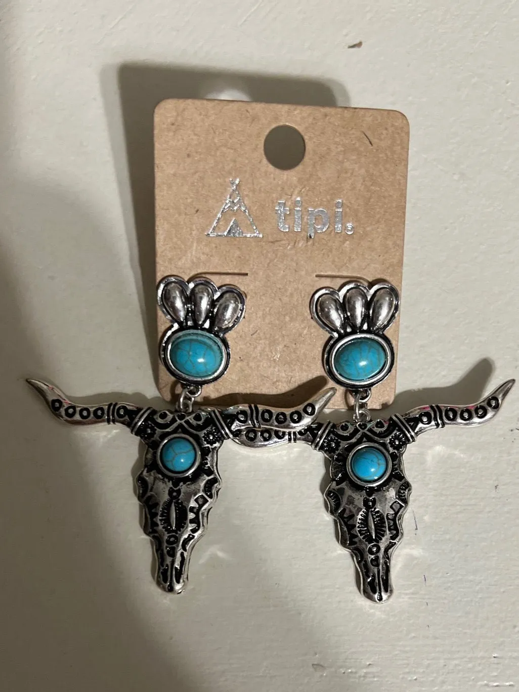 LongHorn Fashion Turquoise Stud Back Earrings