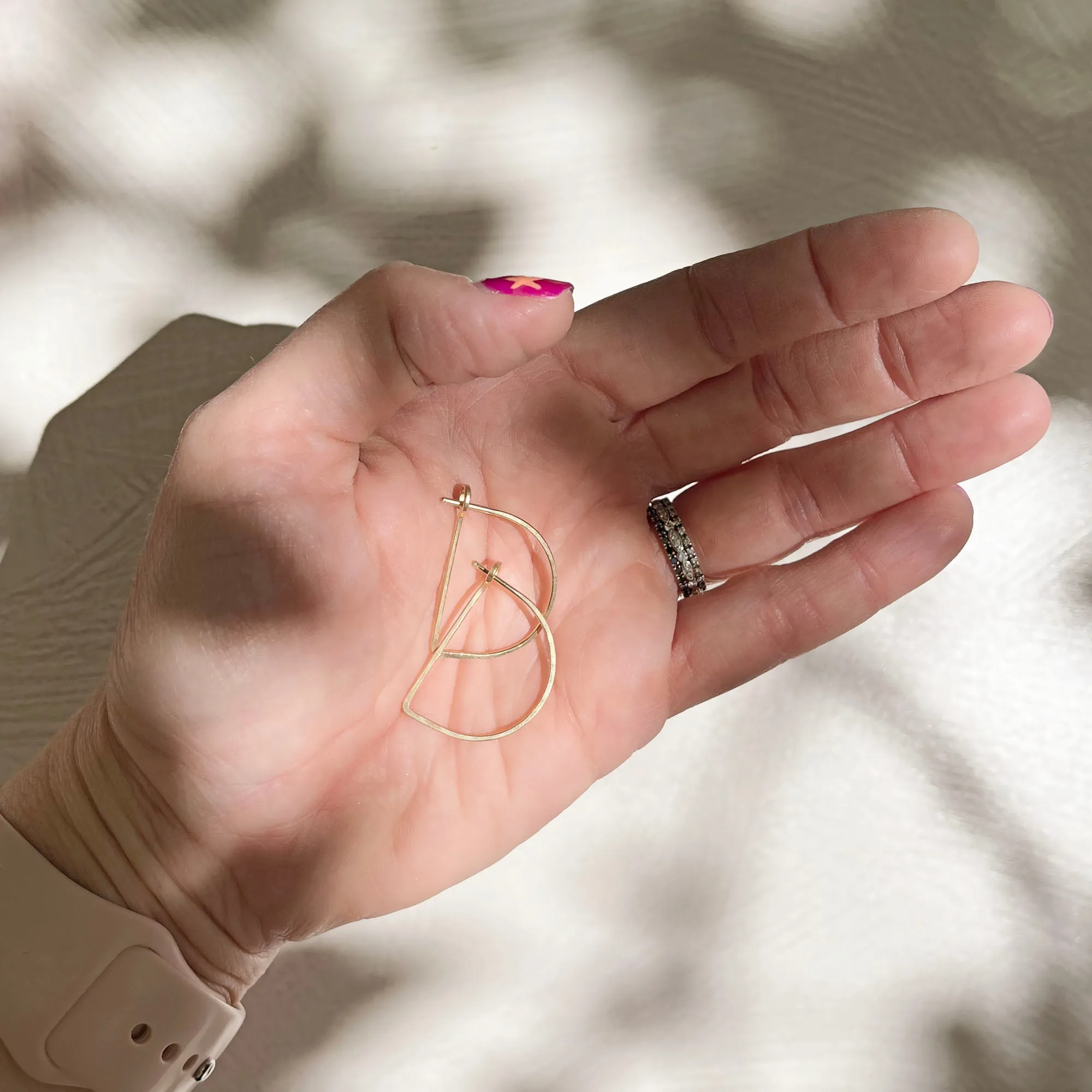 minimal half moon hoops - small