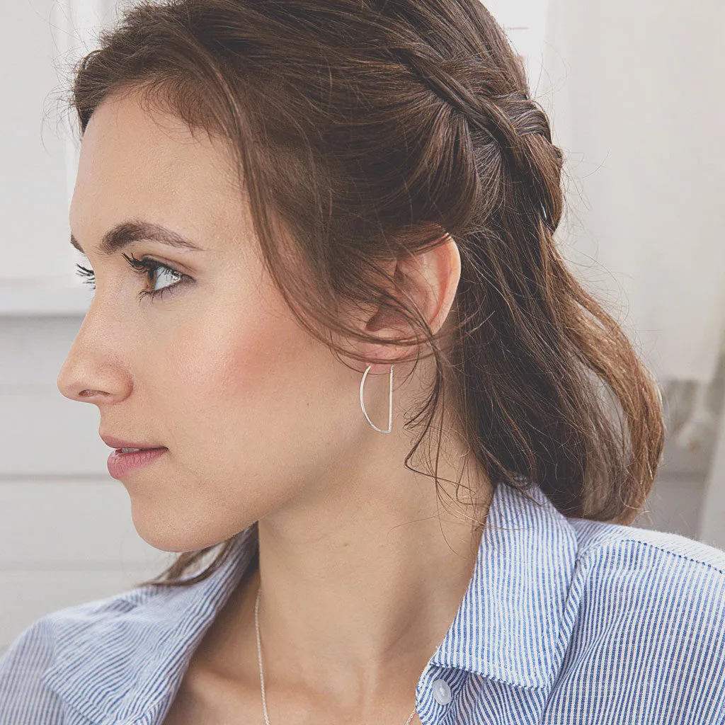 minimal half moon hoops - small