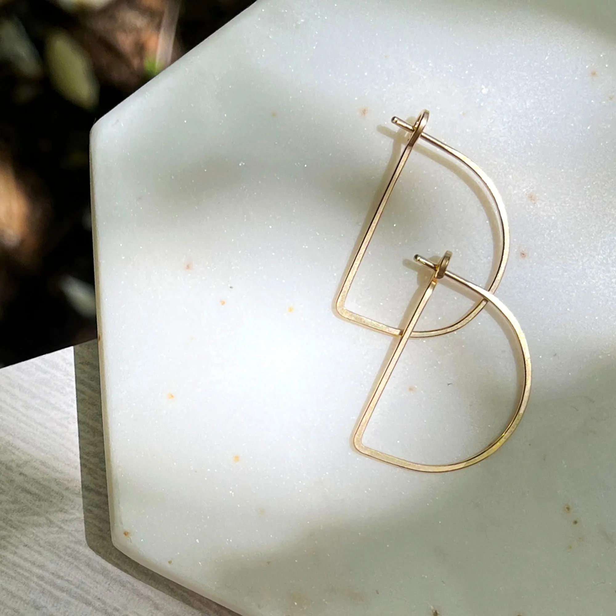 minimal half moon hoops - small
