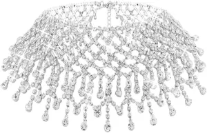 Nicute Rhinestone Choker Necklace Silver Crystal Necklaces Bling Wedding Prom Necklace Jewelry for Women