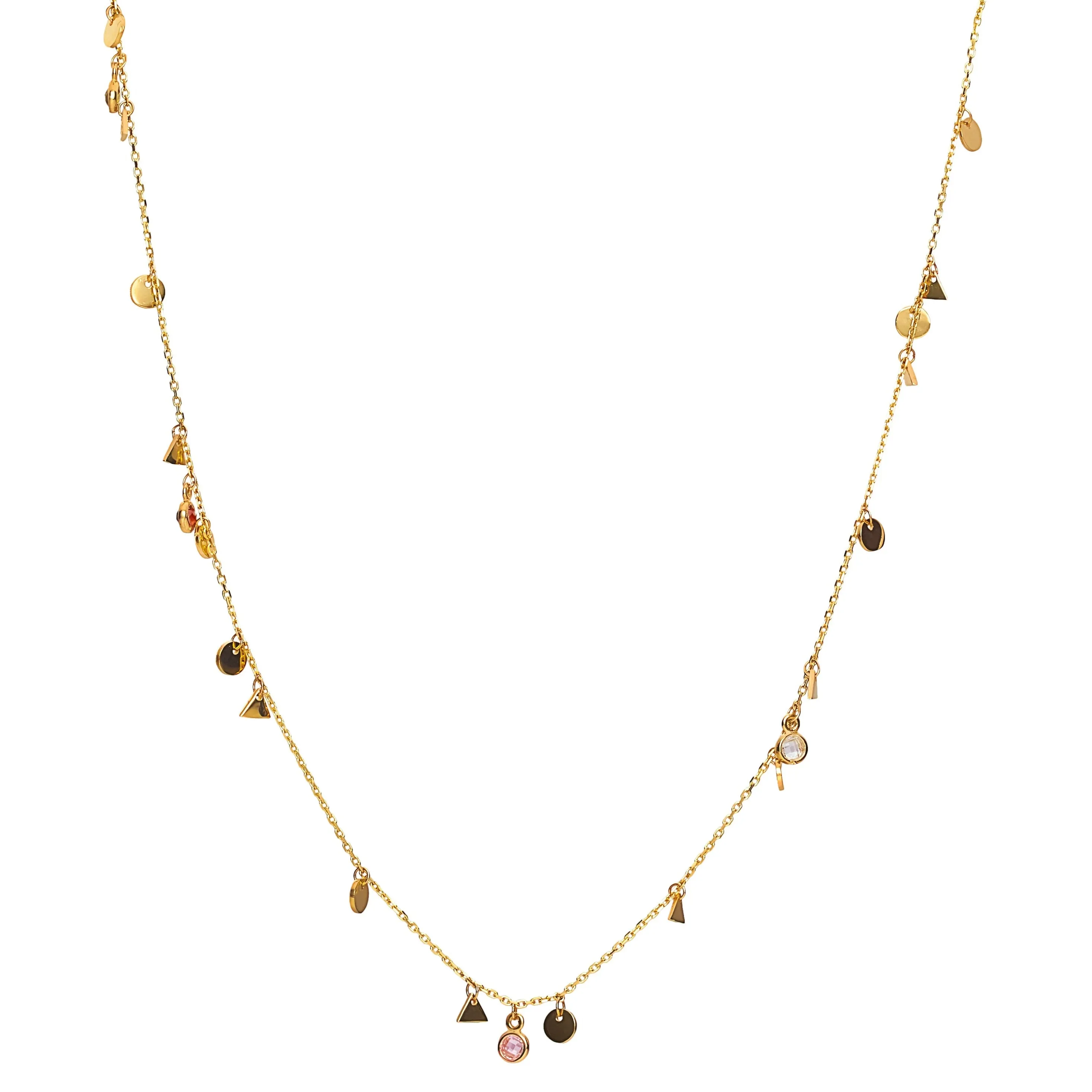 Nomad Necklace - 14 karat gold necklace for women, zirconia colourful