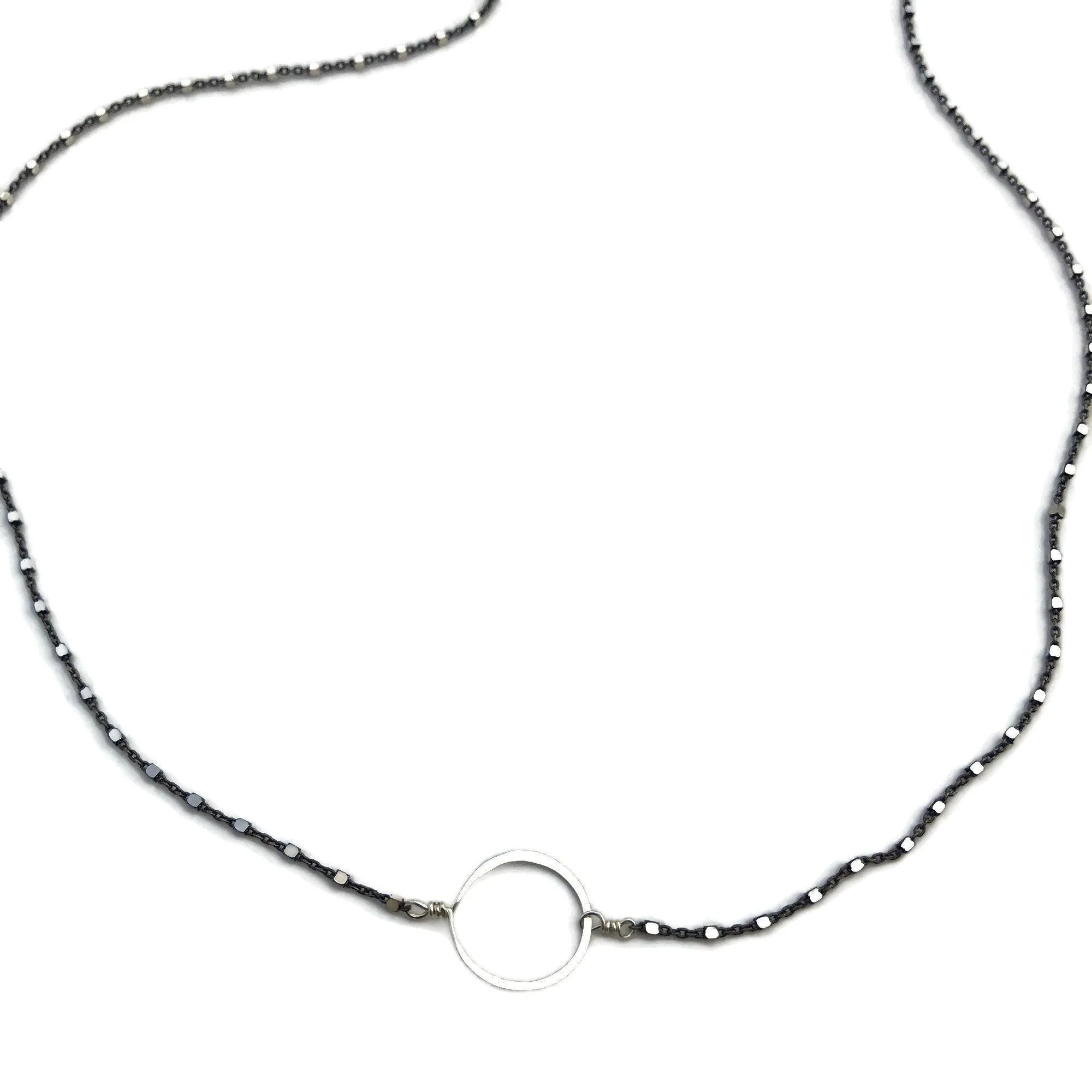 Oxidized Tiny Circle Necklace
