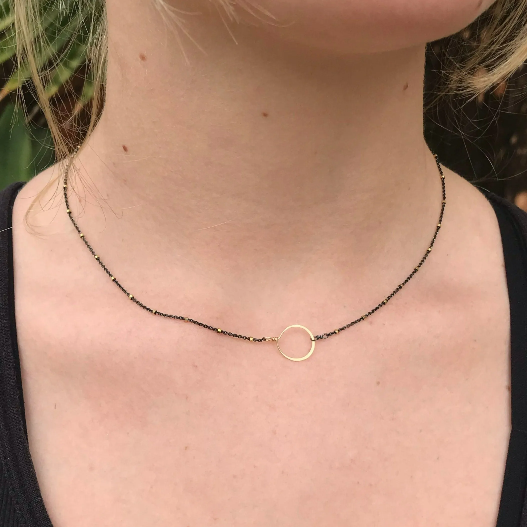 Oxidized Tiny Circle Necklace