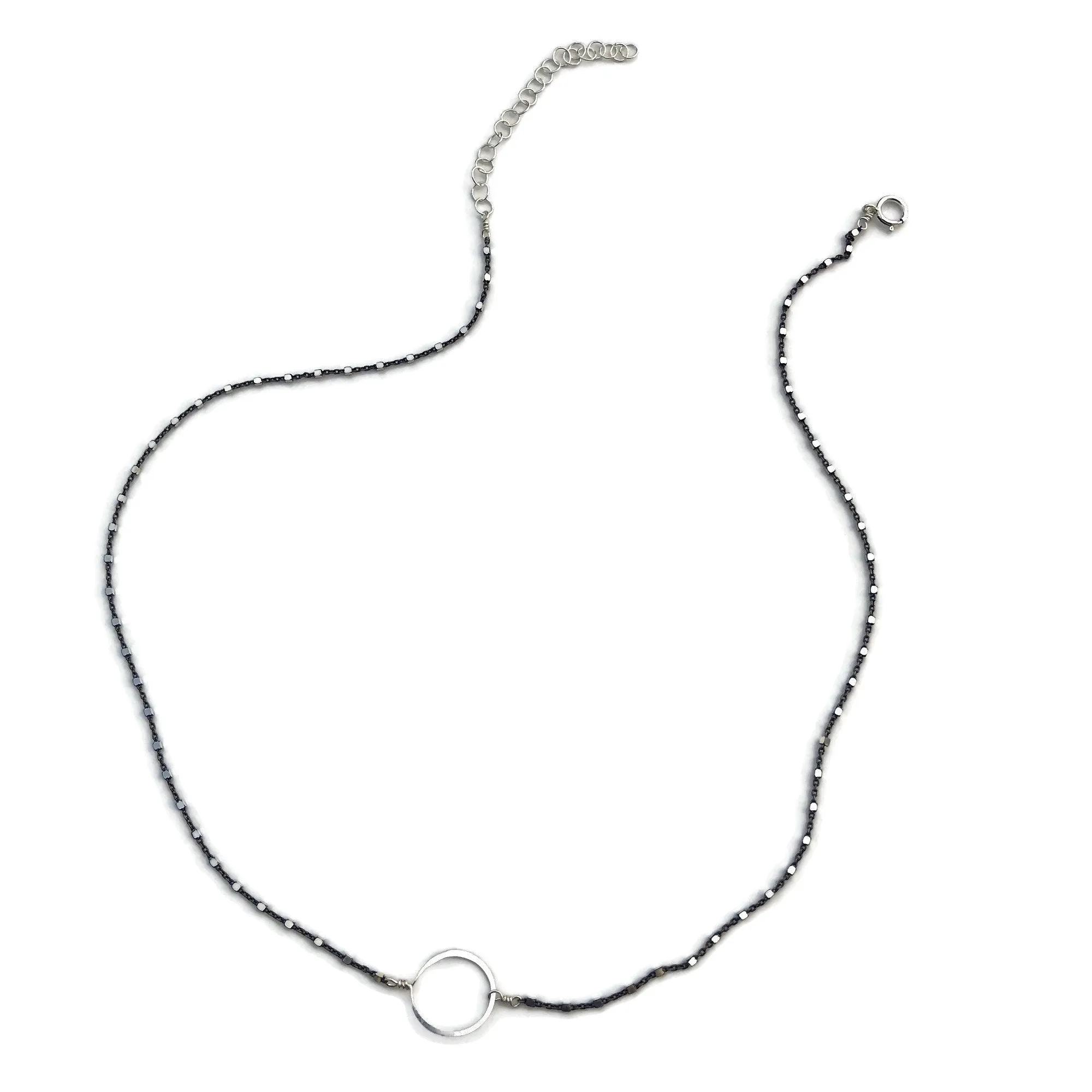 Oxidized Tiny Circle Necklace