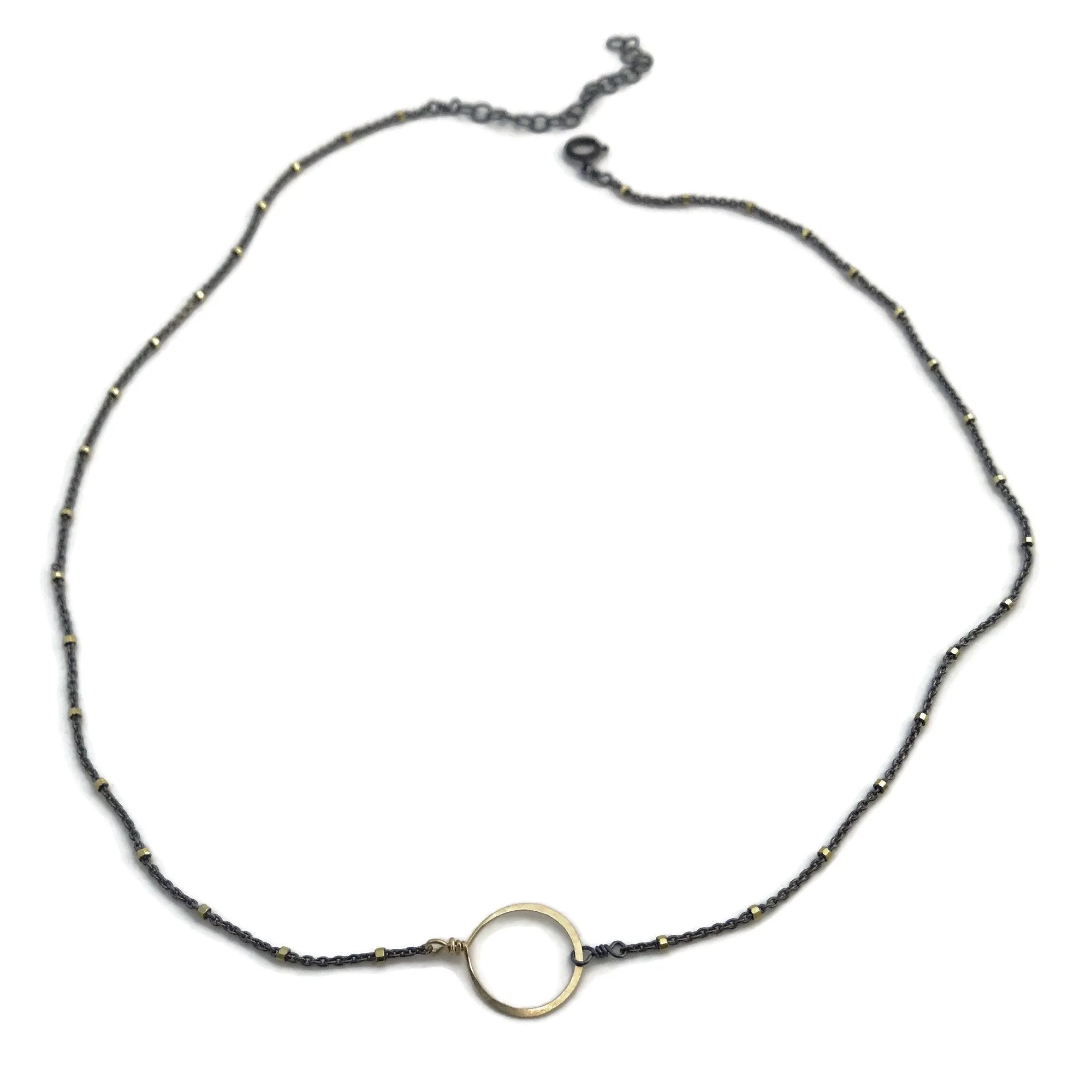 Oxidized Tiny Circle Necklace