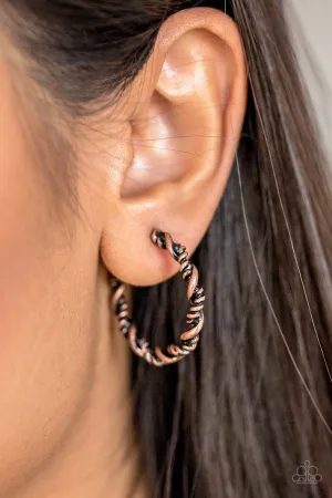Paparazzi Earring ~ Plainly Panama - Copper Hoops