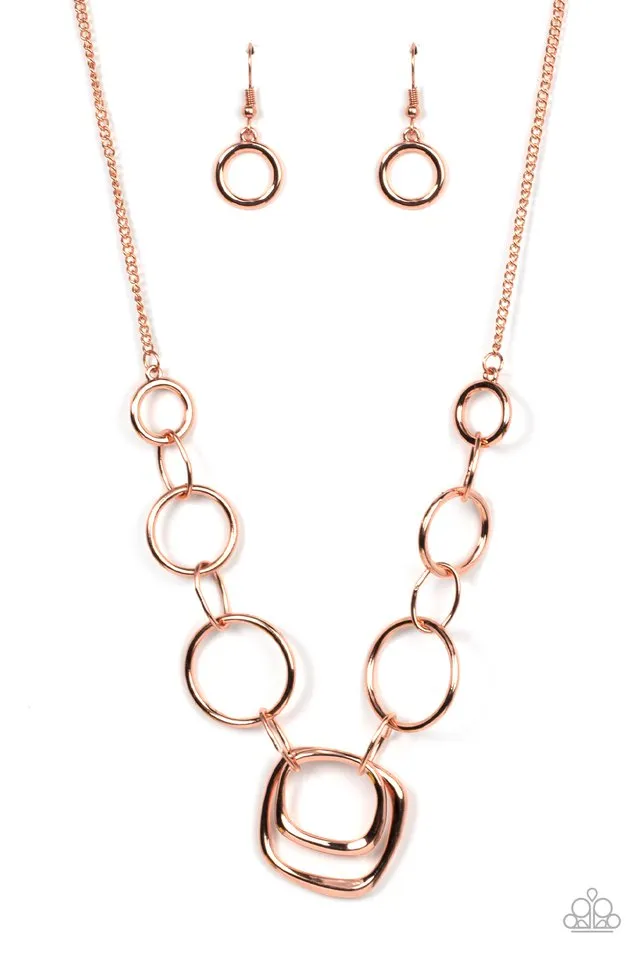 Paparazzi Necklace ~ Linked Up Luminosity - Copper