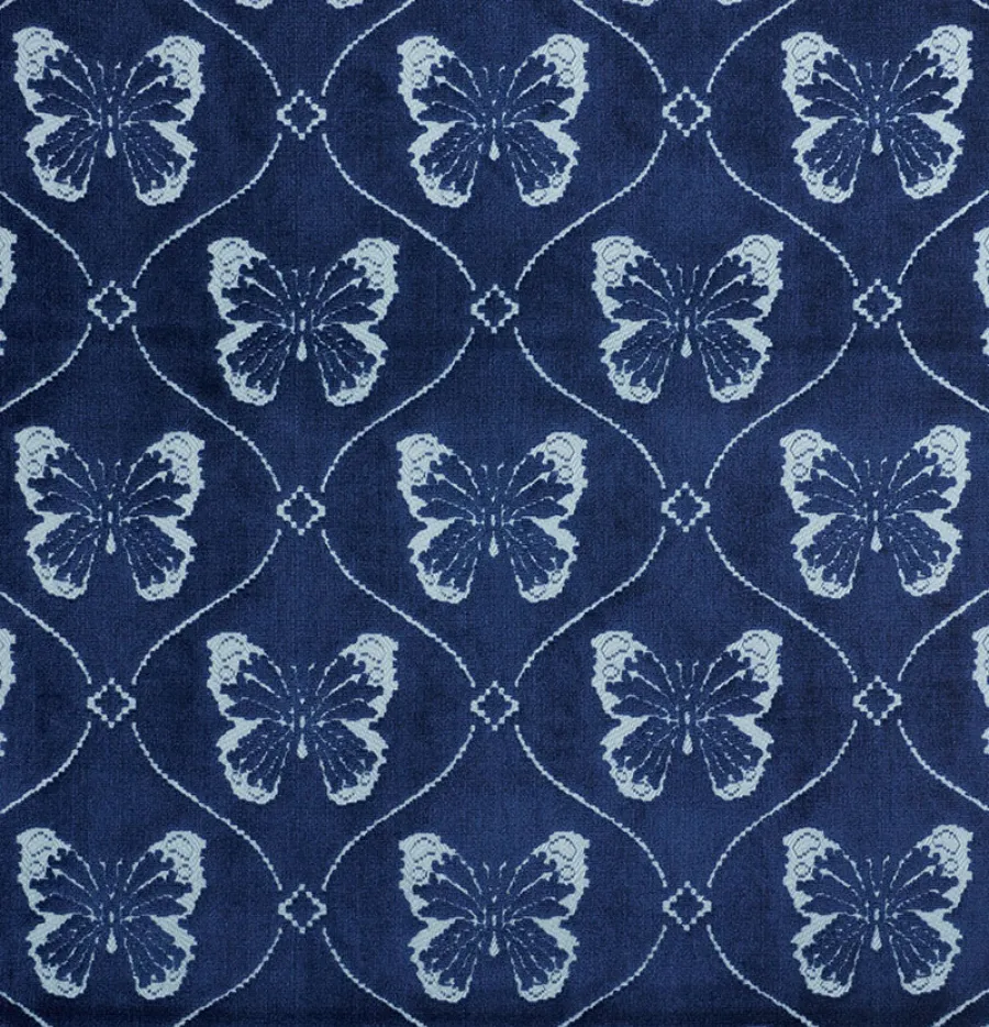 Papillon, Sapphire: Schumacher Butterfly Fabric by the yard