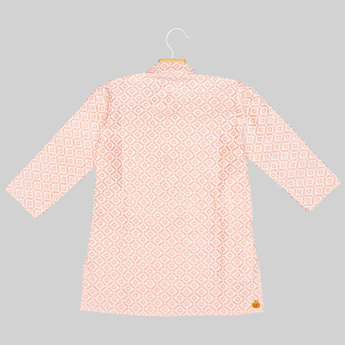 Peach Embroidered Boys Kurta Pajama