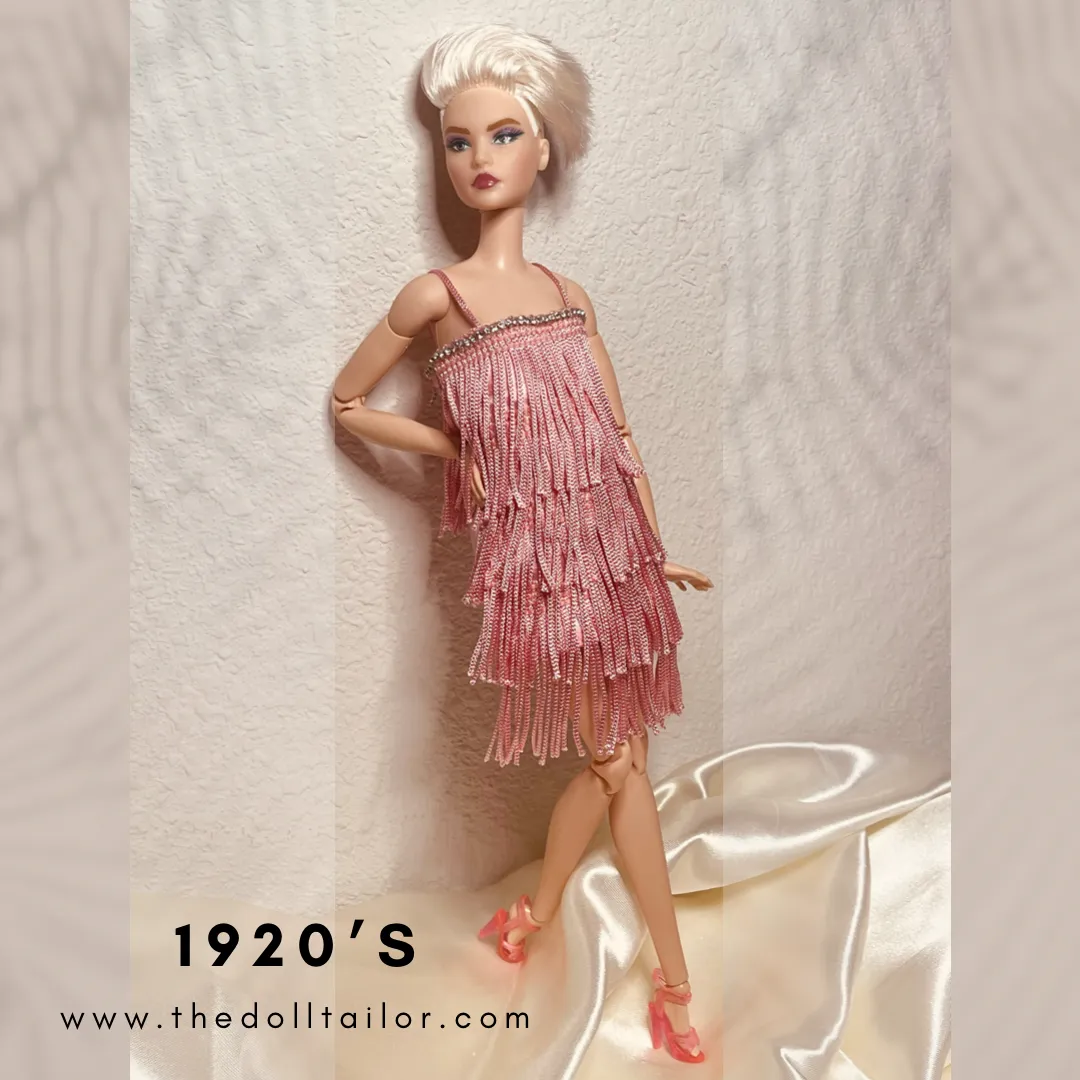 Pink dress for Barbie doll flapper dress