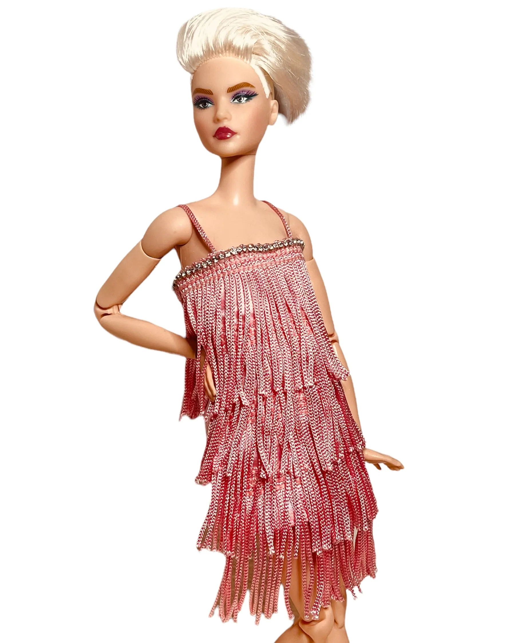 Pink dress for Barbie doll flapper dress