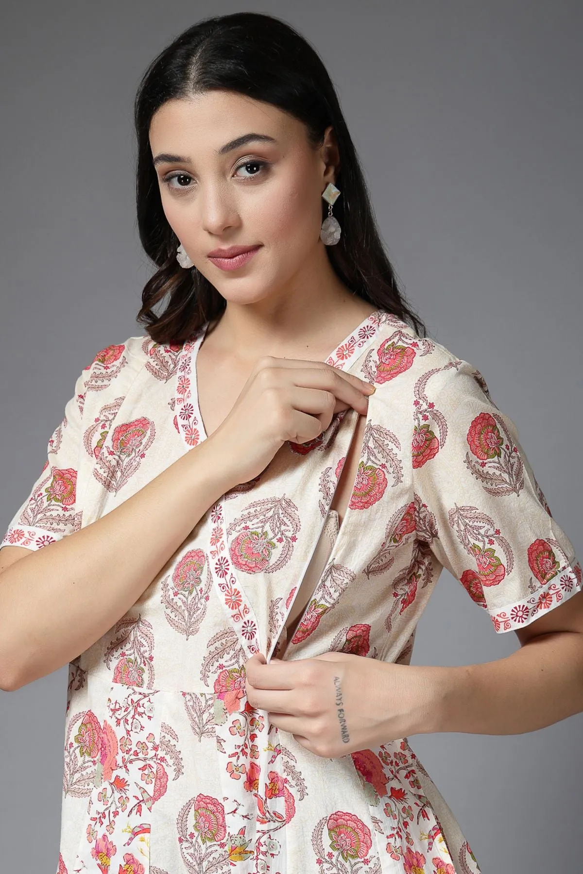 Pure Cotton Printed Maternity Feeding Top