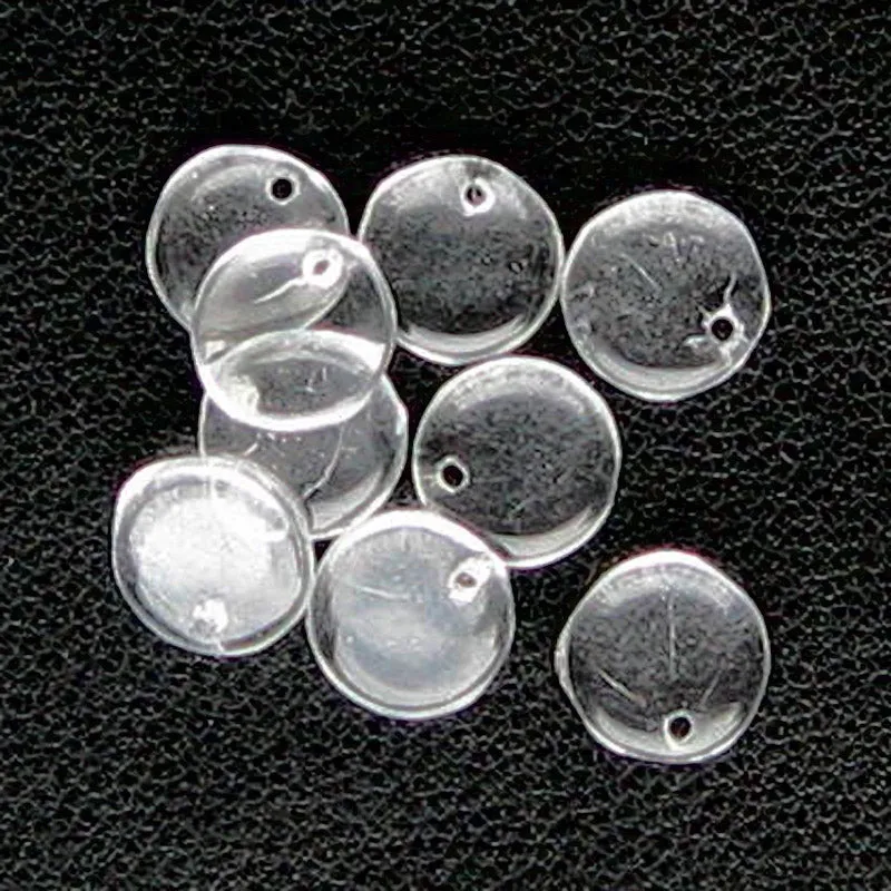 Sequin Pendants Clear Glass. 1920s. Czechoslovakia. 7x2mm. Pkg 50. b11-cr-0505