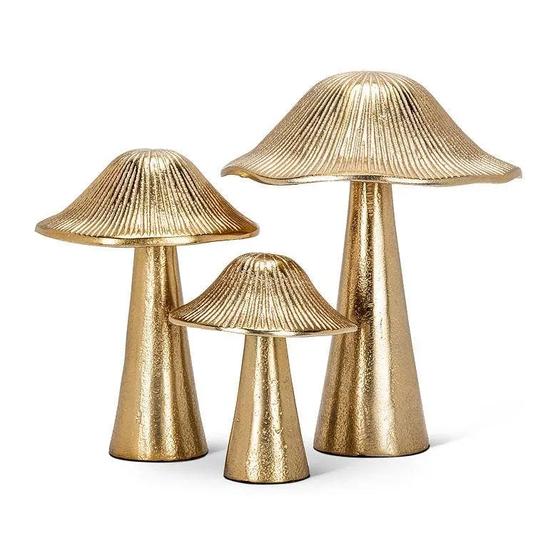 Small Ribbed Mushroom - Gold - 4"H