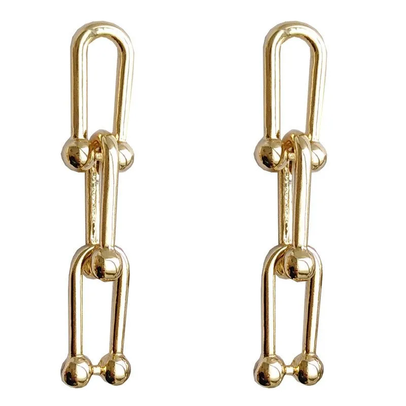 Small U-shaped Gold Chain Earrings
