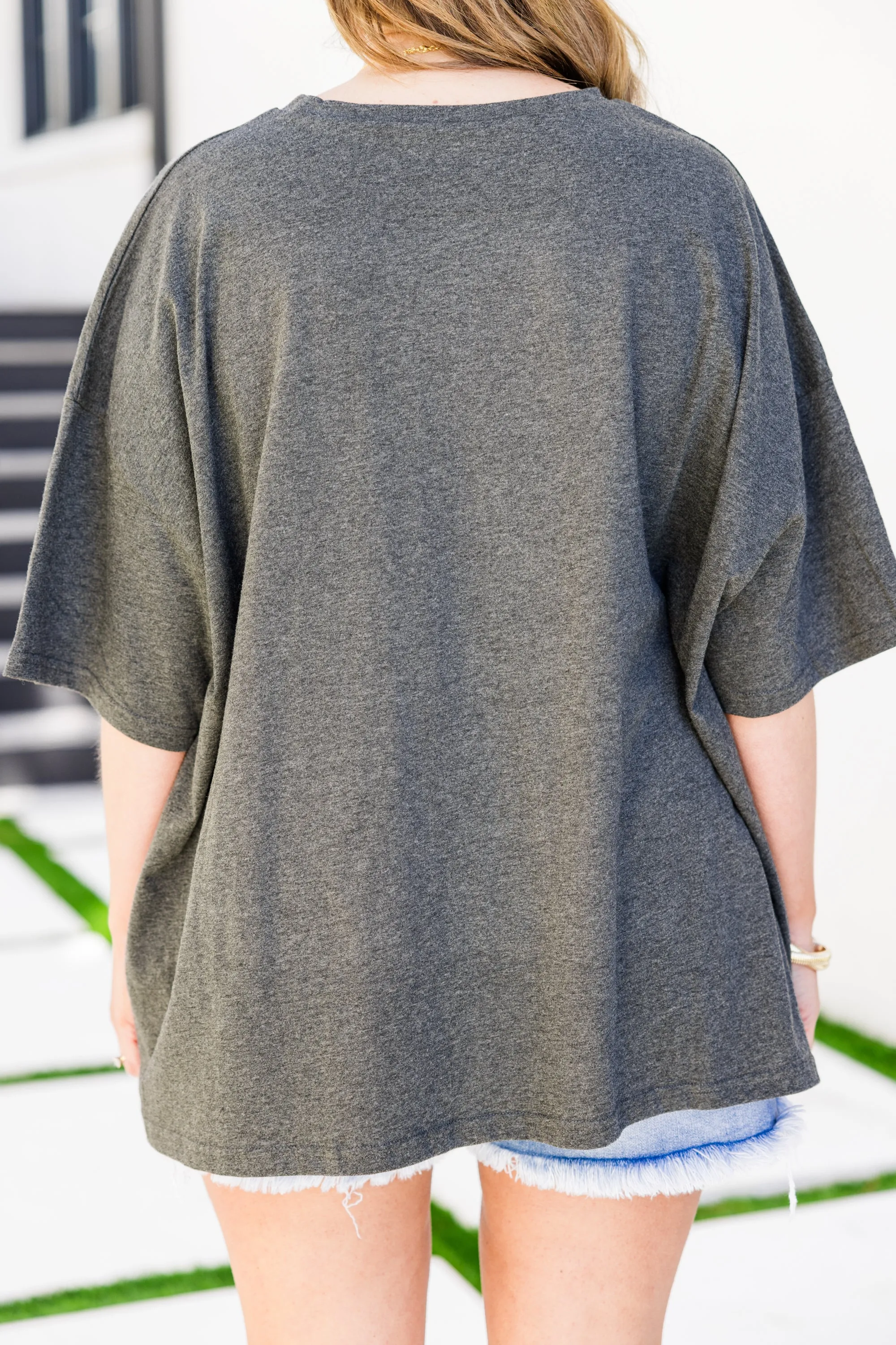 So Much Luck Boyfriend Tee, Charcoal