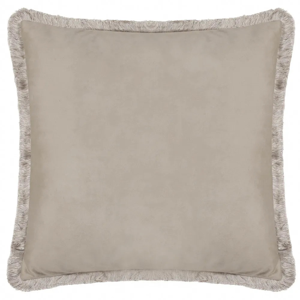 Strawberry Thief Embroidered Velvet Cushion Biscuit