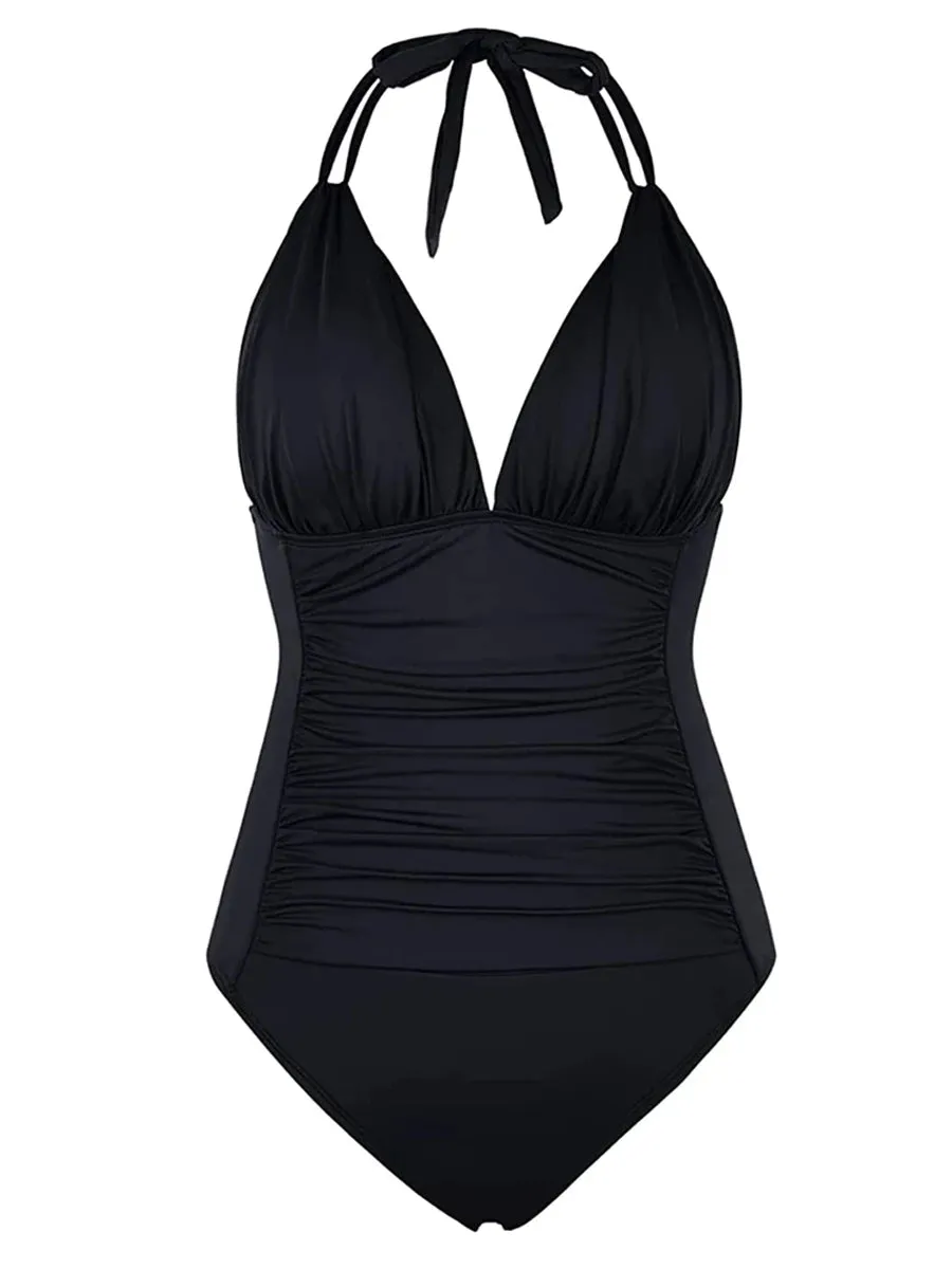 Trendy Halter Backless One- Piece Swimsuit