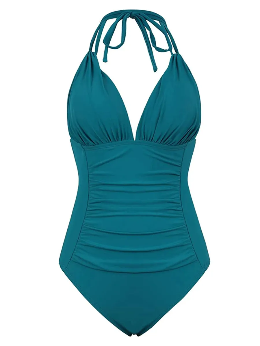 Trendy Halter Backless One- Piece Swimsuit