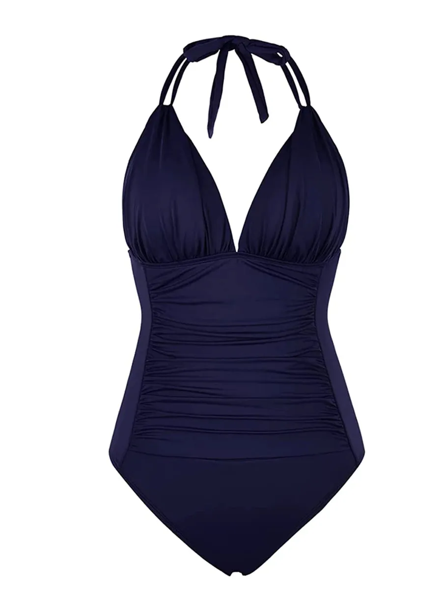 Trendy Halter Backless One- Piece Swimsuit