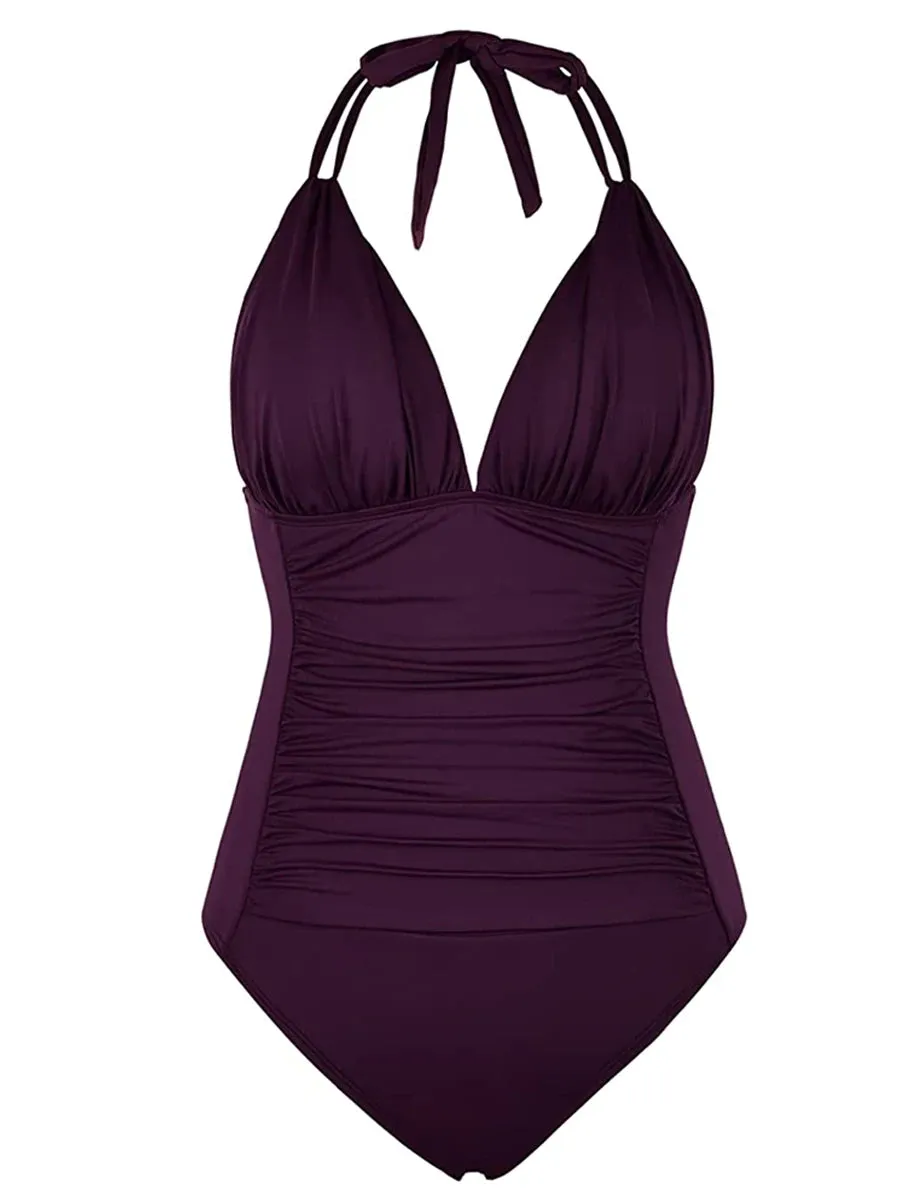 Trendy Halter Backless One- Piece Swimsuit