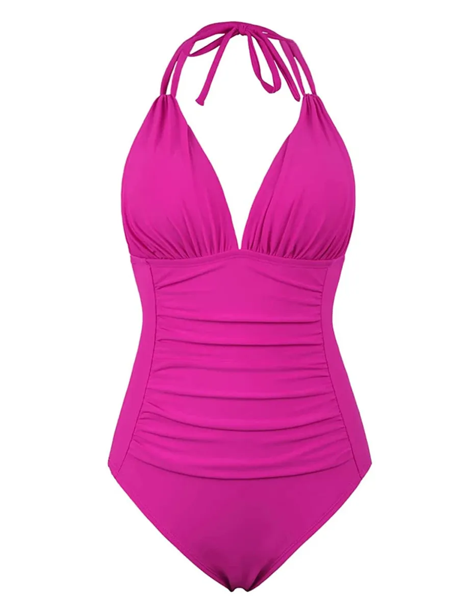 Trendy Halter Backless One- Piece Swimsuit