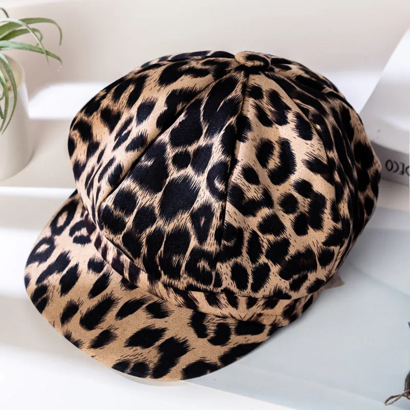 Trendy Leopard Print Octagonal Hat