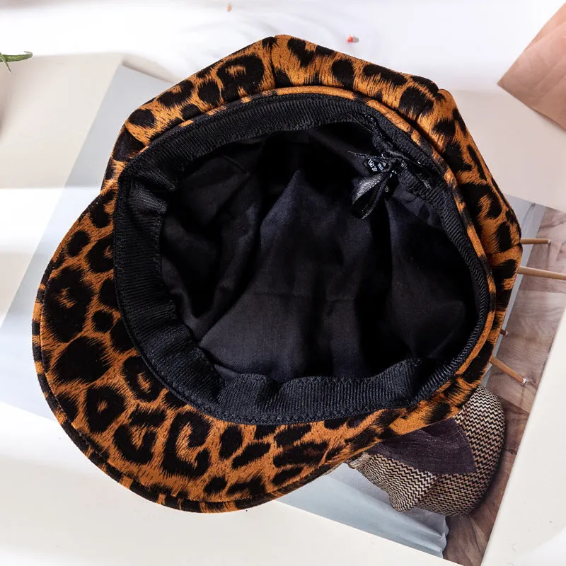 Trendy Leopard Print Octagonal Hat