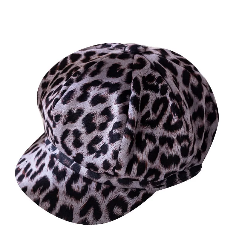 Trendy Leopard Print Octagonal Hat