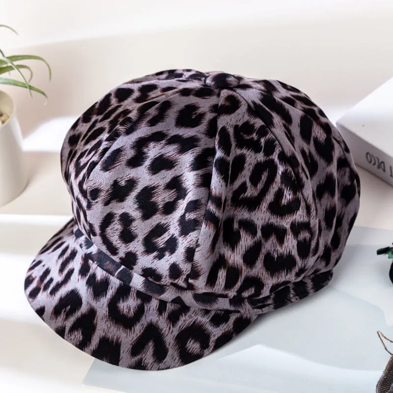 Trendy Leopard Print Octagonal Hat