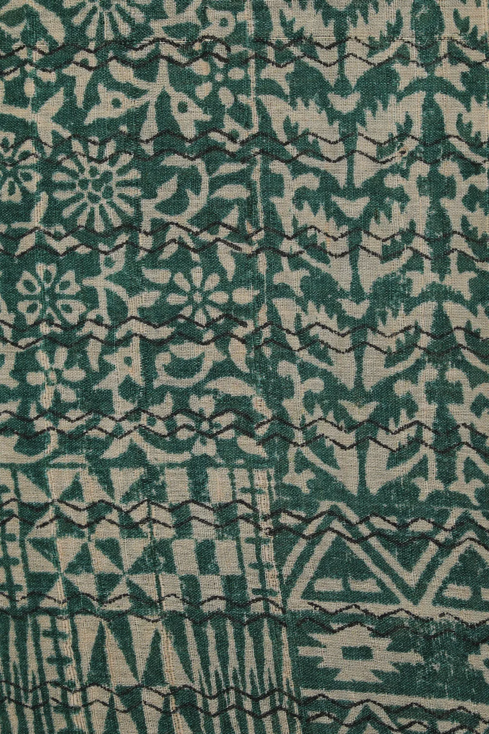 Tussar-Silk Printed Teal-Green Saree