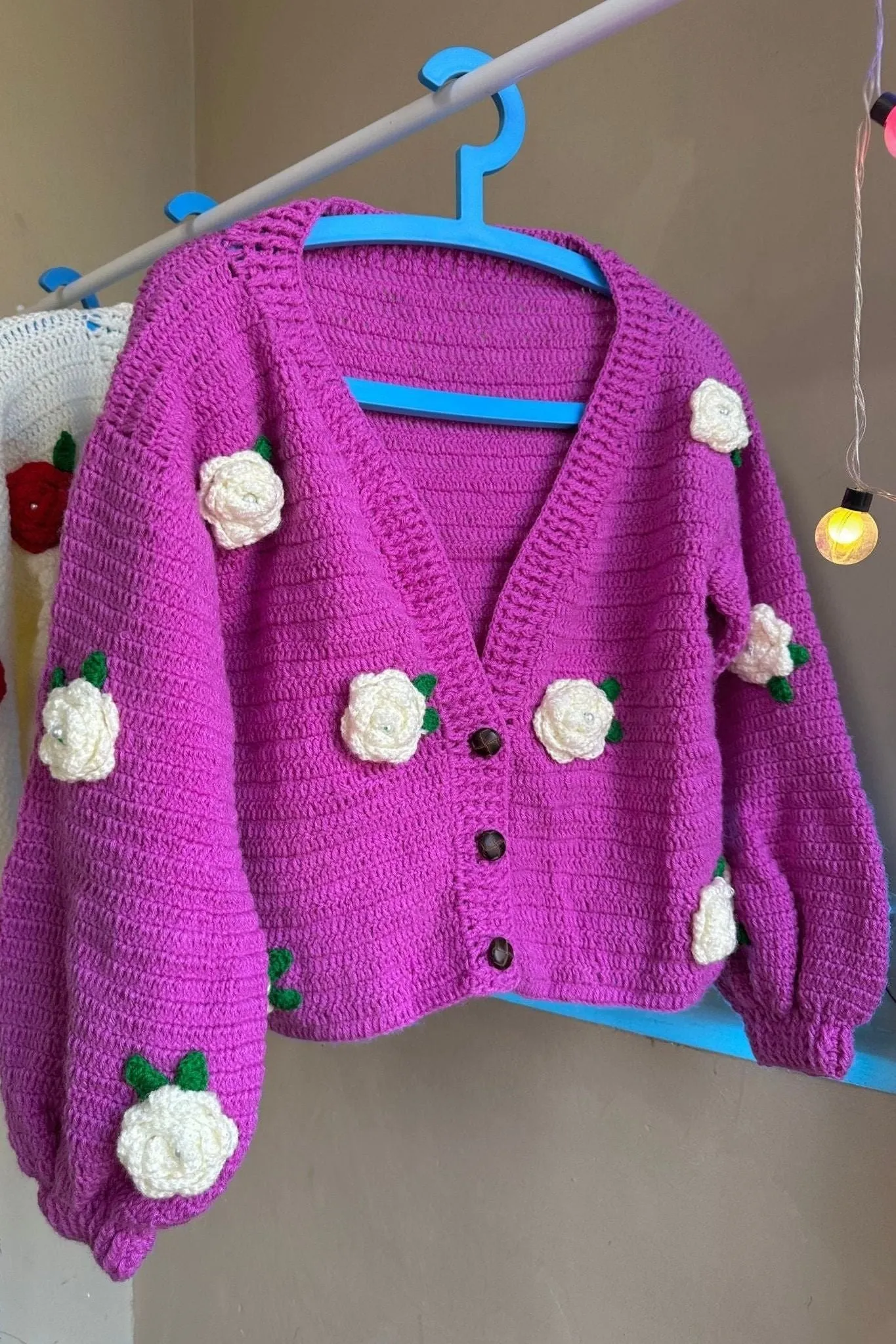 Voilet White Rose Cardigan
