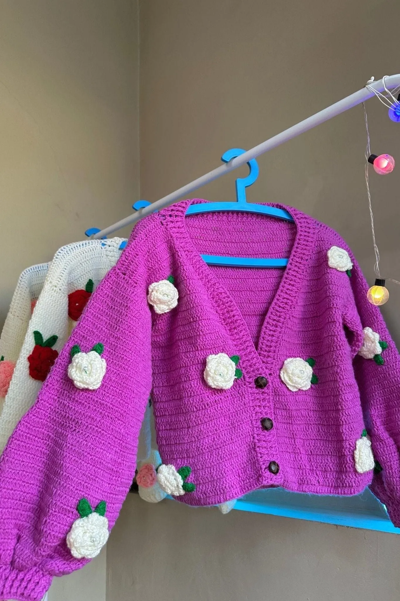 Voilet White Rose Cardigan