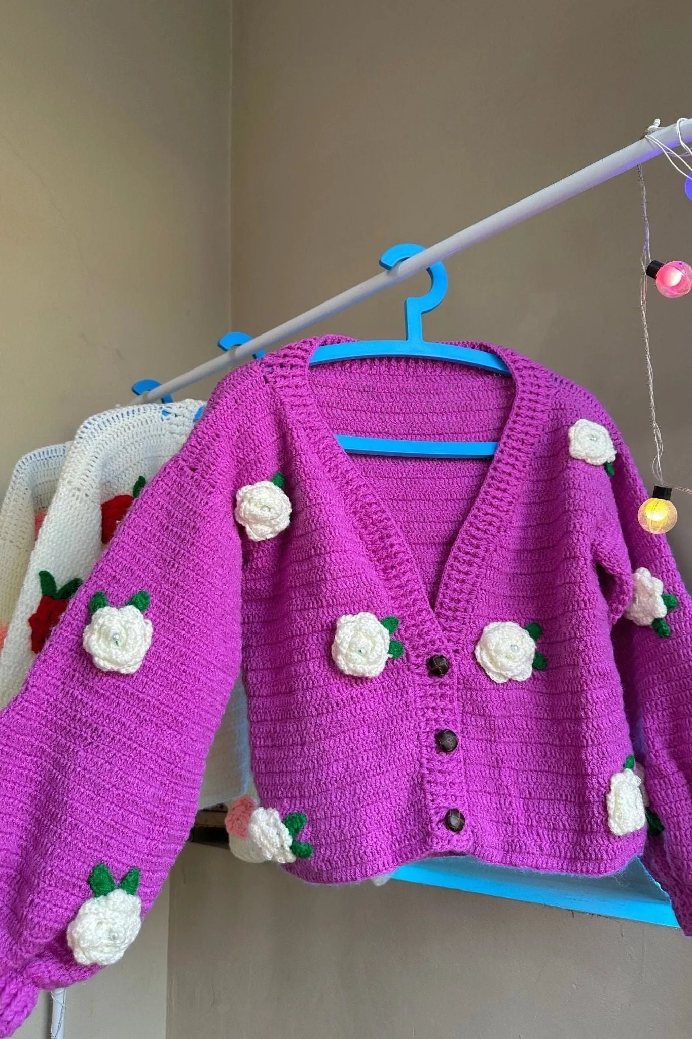 Voilet White Rose Cardigan