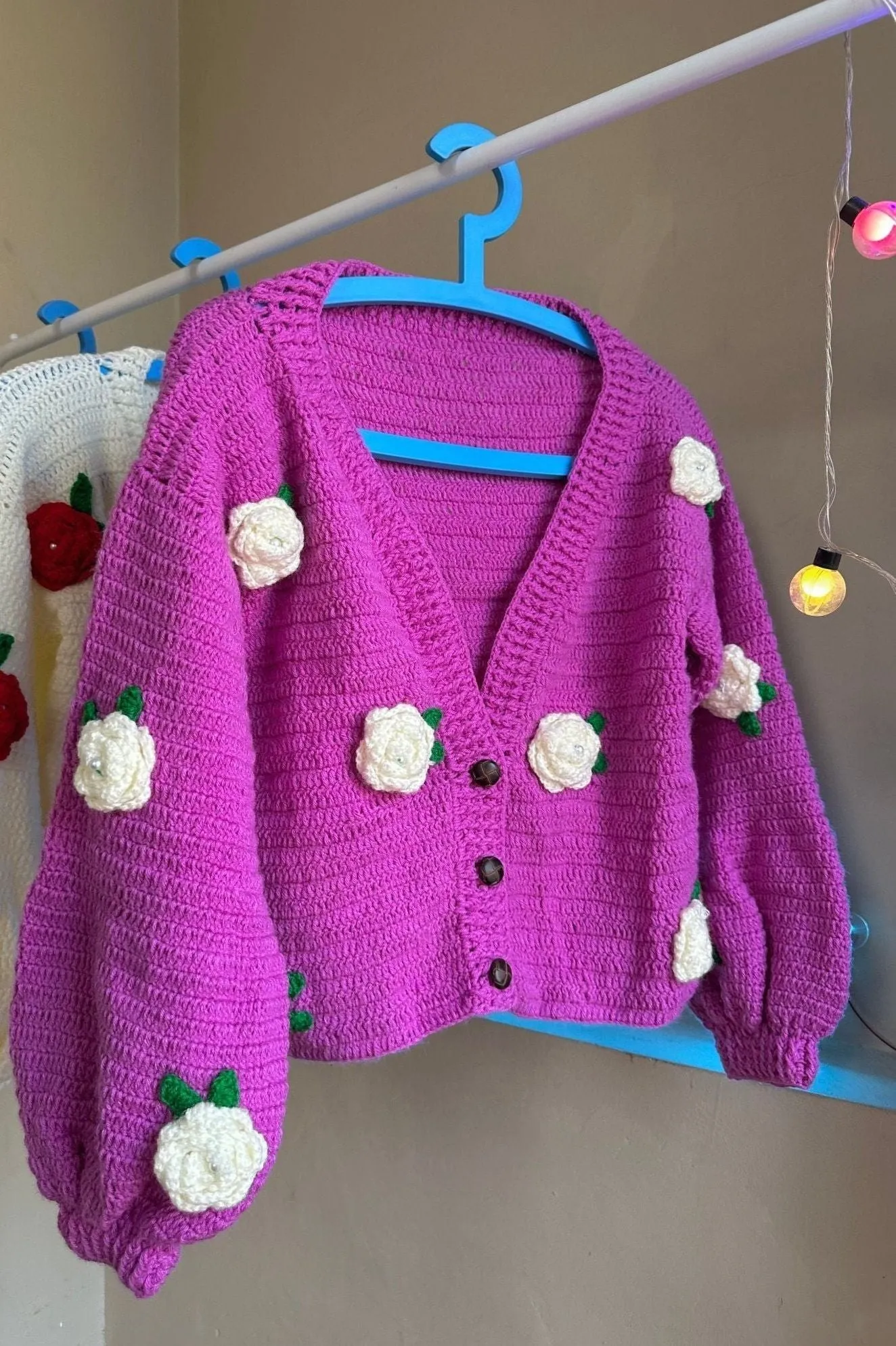 Voilet White Rose Cardigan