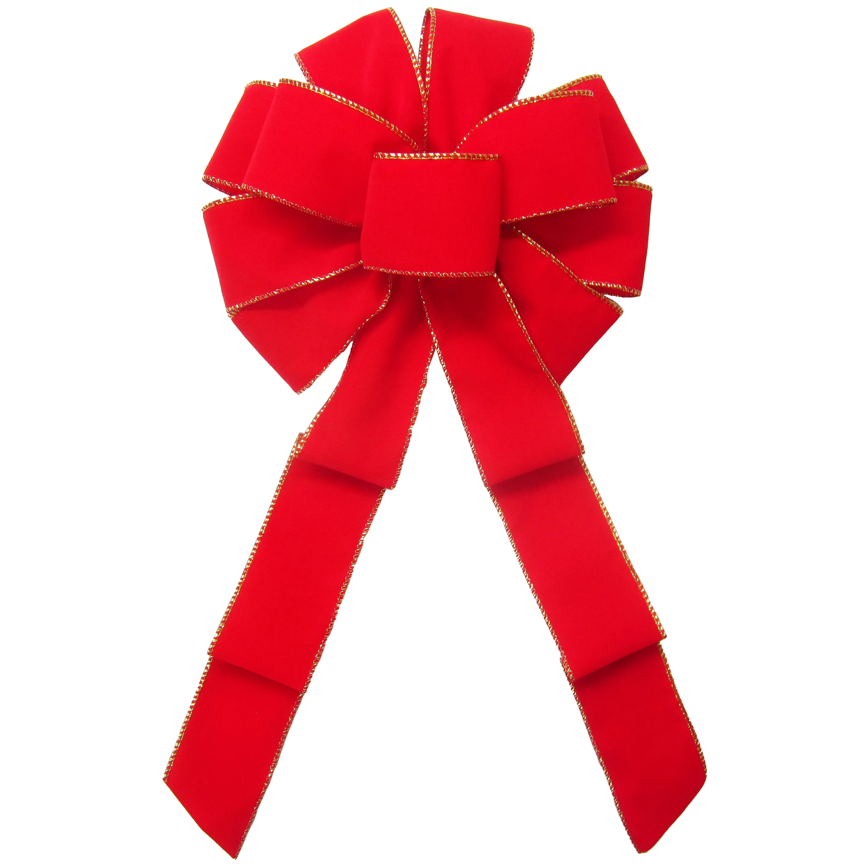 Wired Indoor Outdoor Bright Red Velvet Bow (2.5"ribbon~10"Wx20"L)