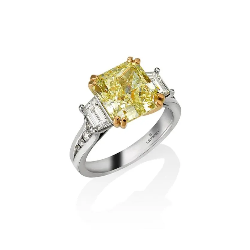 Yellow Radiant Surround Engagement Ring