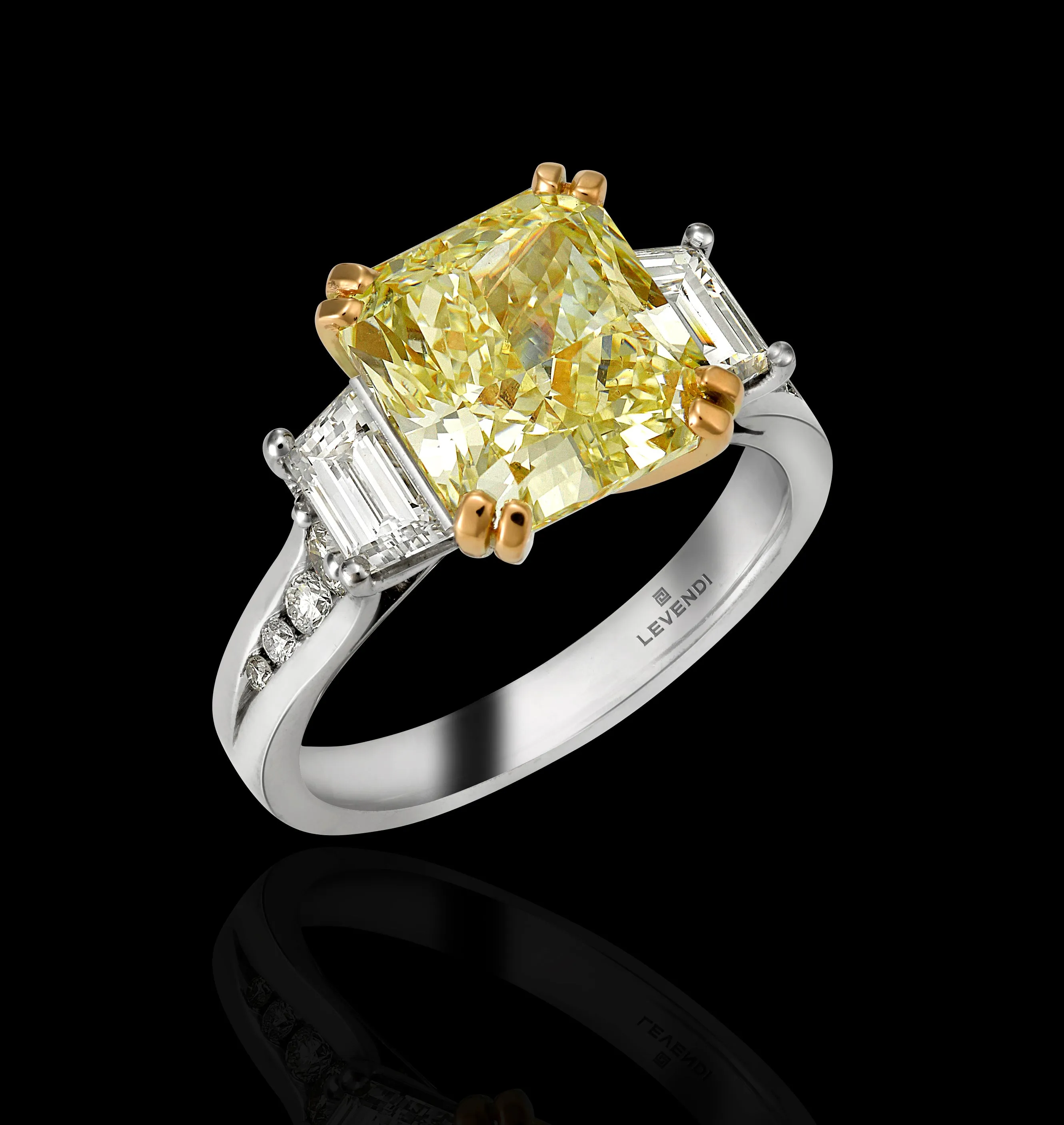 Yellow Radiant Surround Engagement Ring