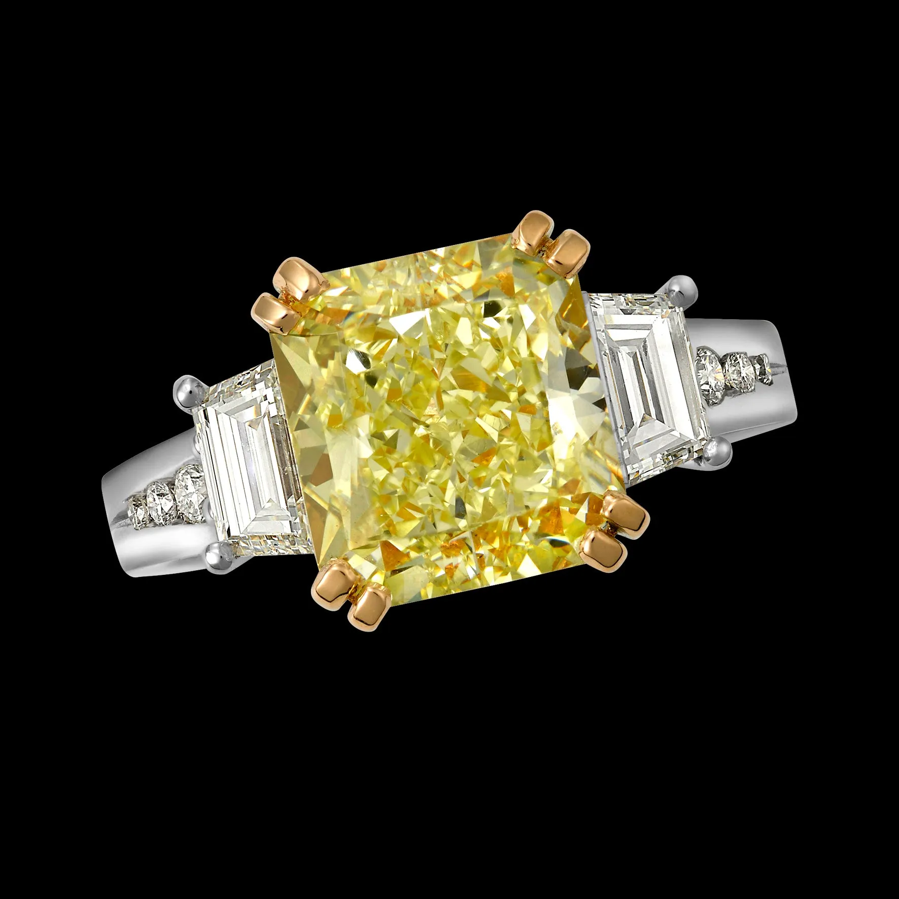 Yellow Radiant Surround Engagement Ring